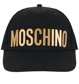 NEW MOSCHINO metallic logo cap with visor in black/gold